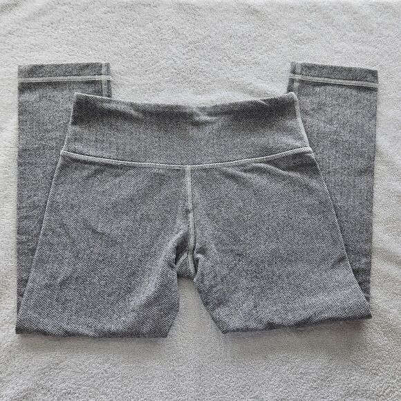 Lululemon 4 Wunder Under Crop Leggings Athletic Yoga Herringbone Gray Luon - Picture 8 of 12